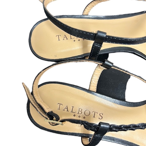 TALBOTS | Strappy Braided Sandals Wedges Criss Cross Black Patent Leather 6 - Picture 6 of 16